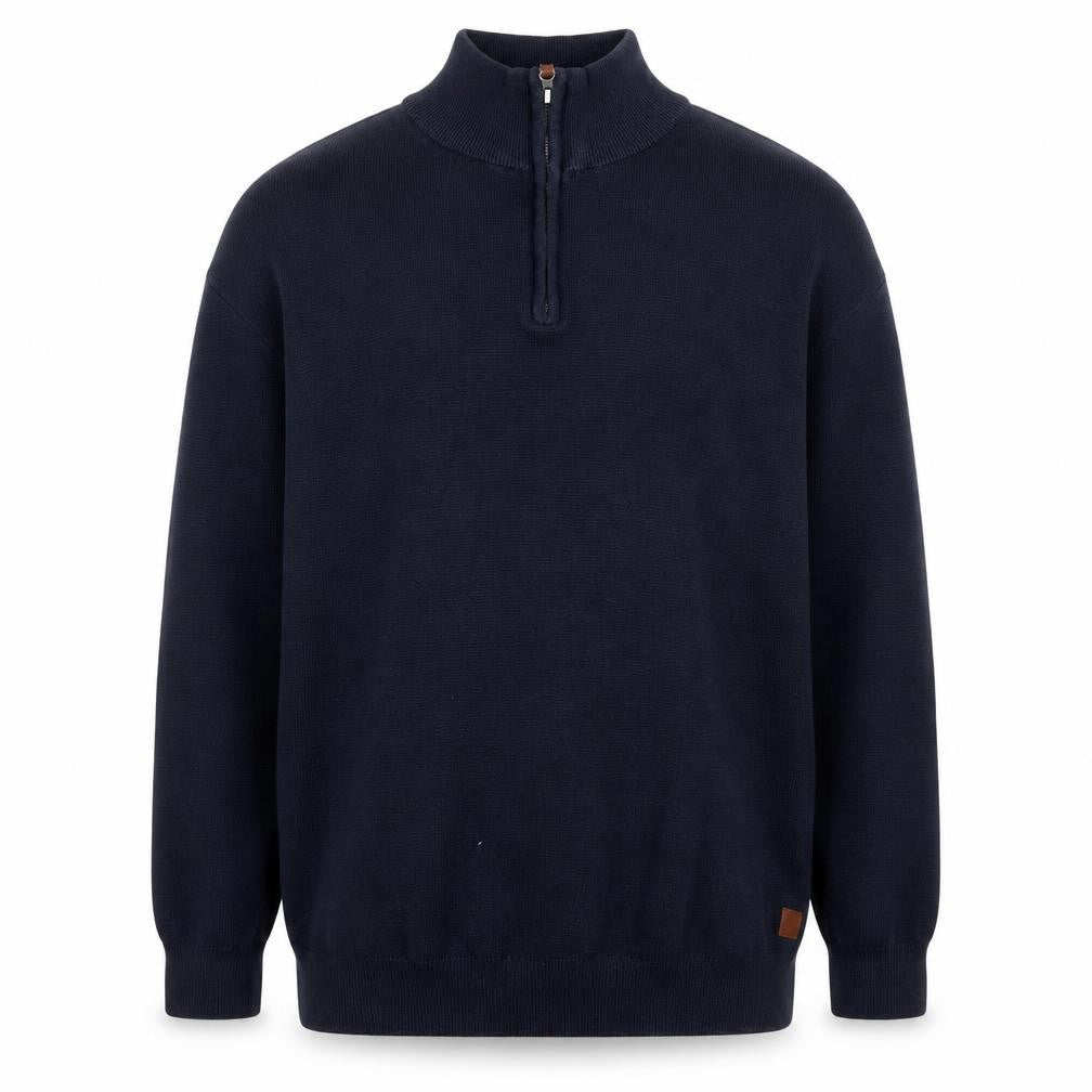 Next Men’s Blue Cotton XL Half Zip Jumper High Neck Knit