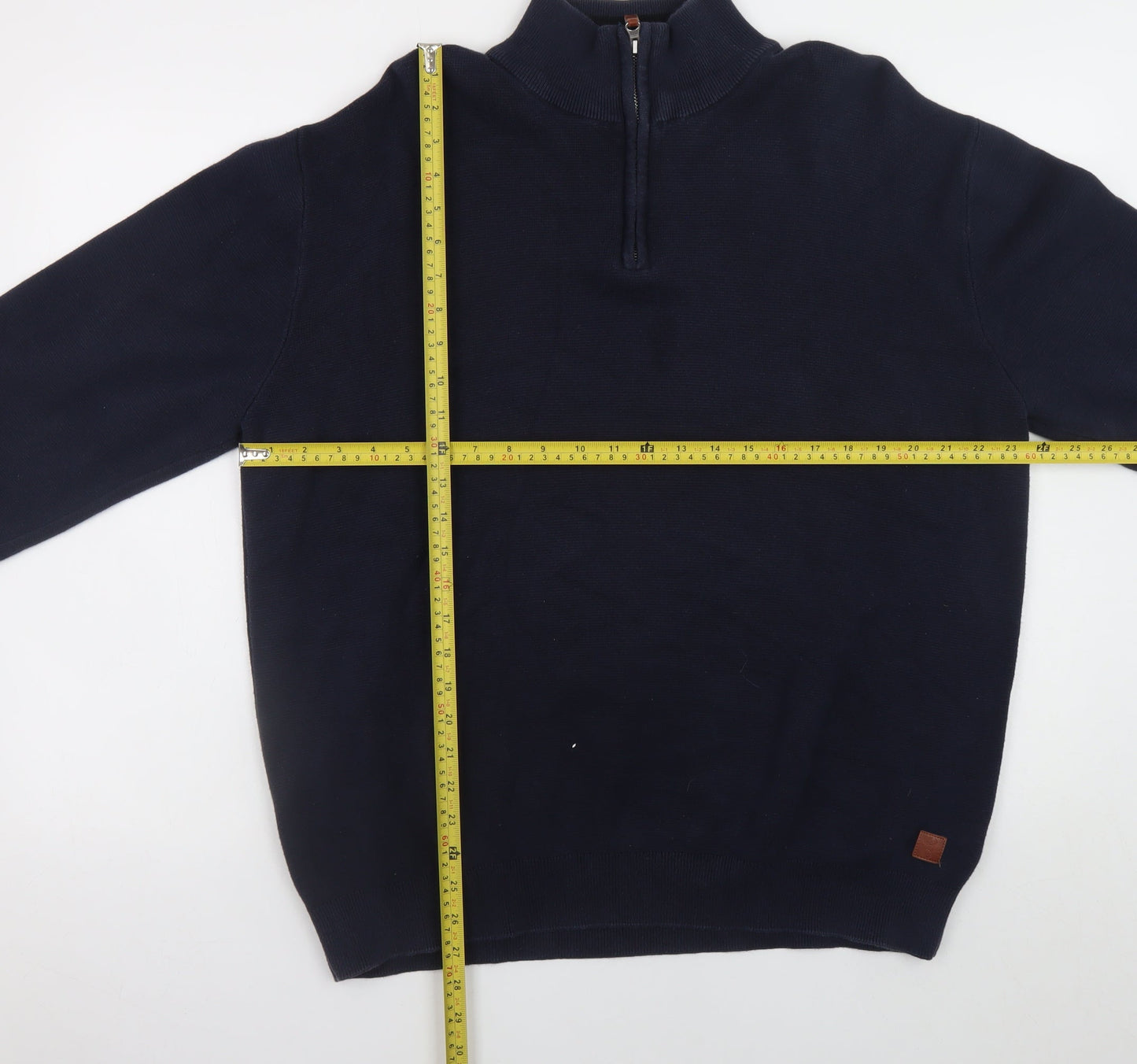 Next Men’s Blue Cotton XL Half Zip Jumper High Neck Knit