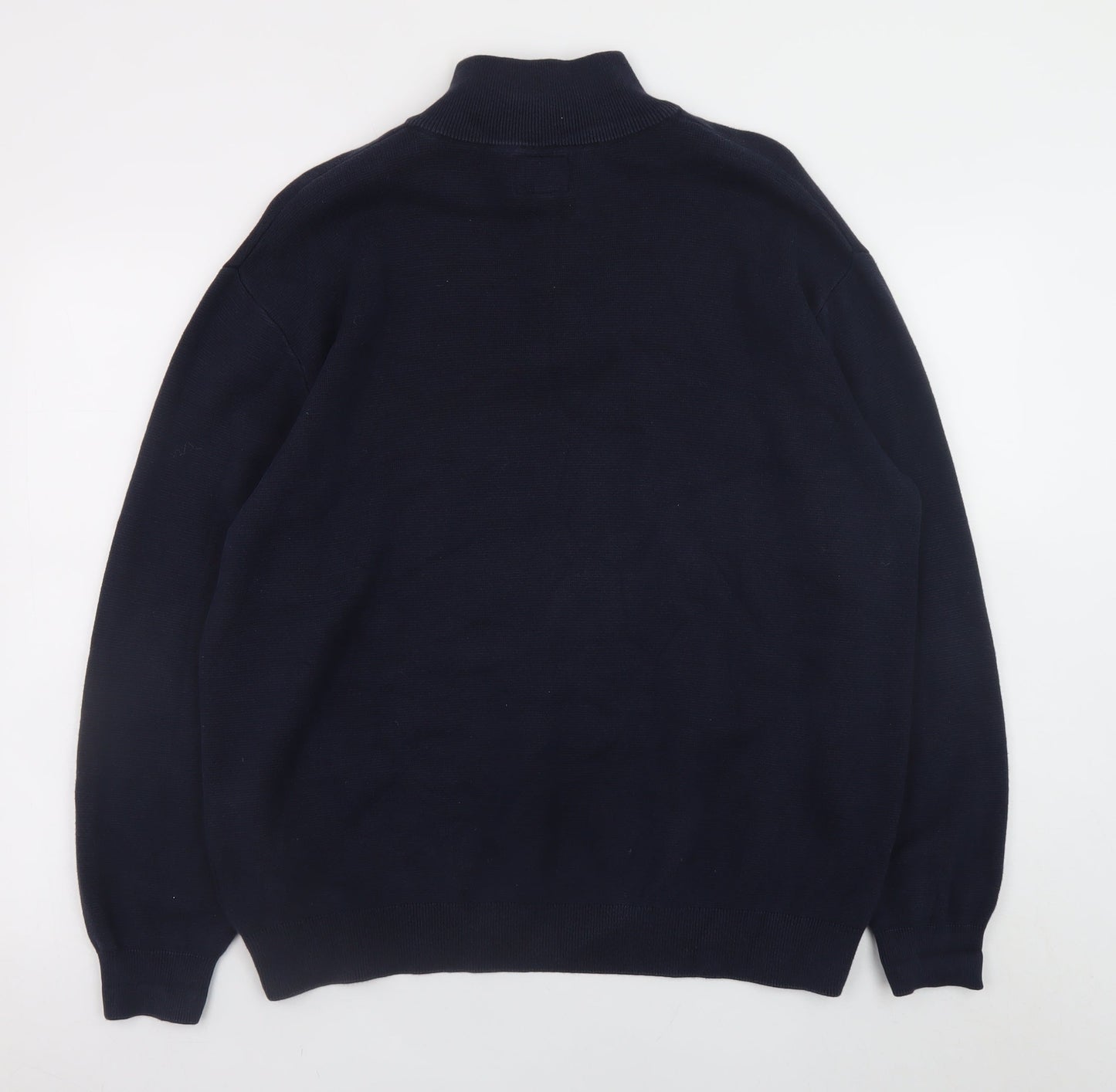Next Men’s Blue Cotton XL Half Zip Jumper High Neck Knit