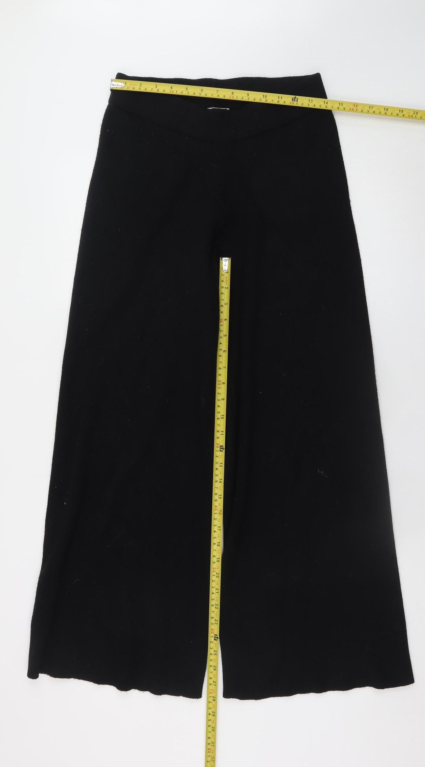 Compañía Fantastica Women’s Black Wide-Leg Knit Trousers Size 12