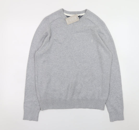 Farah Men's Grey Cotton Crew Neck Pullover Jumper M