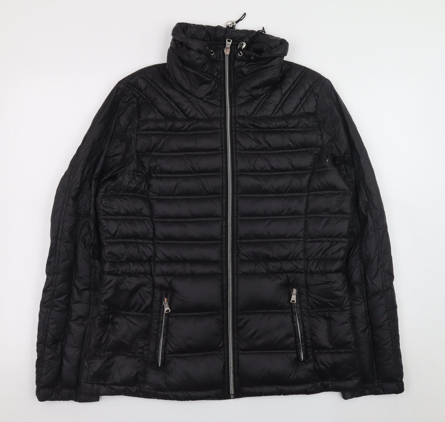 Jessica Simpson Womens Black Puffer Jacket M Hooded Winter Coat