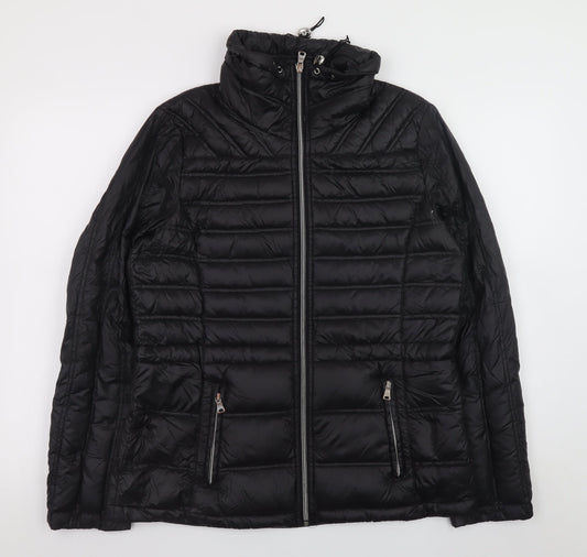Jessica Simpson Womens Black Puffer Jacket M Hooded Winter Coat