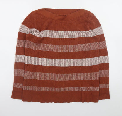 Additional front view of Market & Spruce Women's Brown Striped Knit jumper, size L