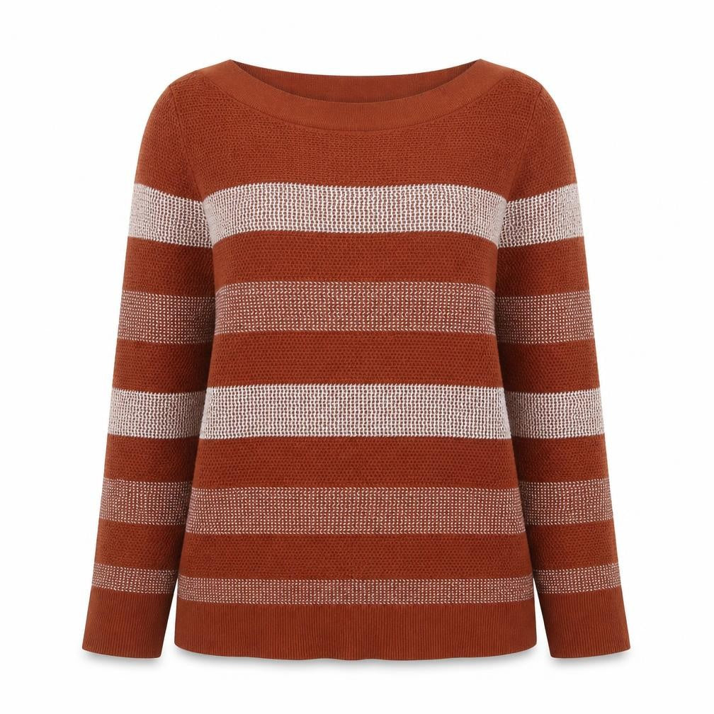 Market & Spruce Women's Brown Striped Knit Pullover Jumper Size L