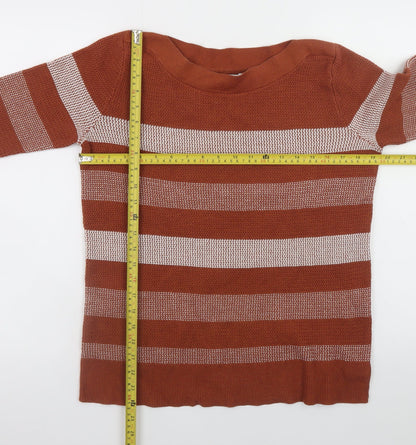 Back view of Market & Spruce Women's Brown Striped Knit jumper, size L