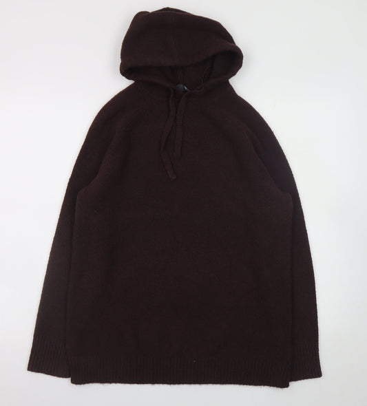 Marks & Spencer Women Brown Hooded Pullover Knit Jumper M