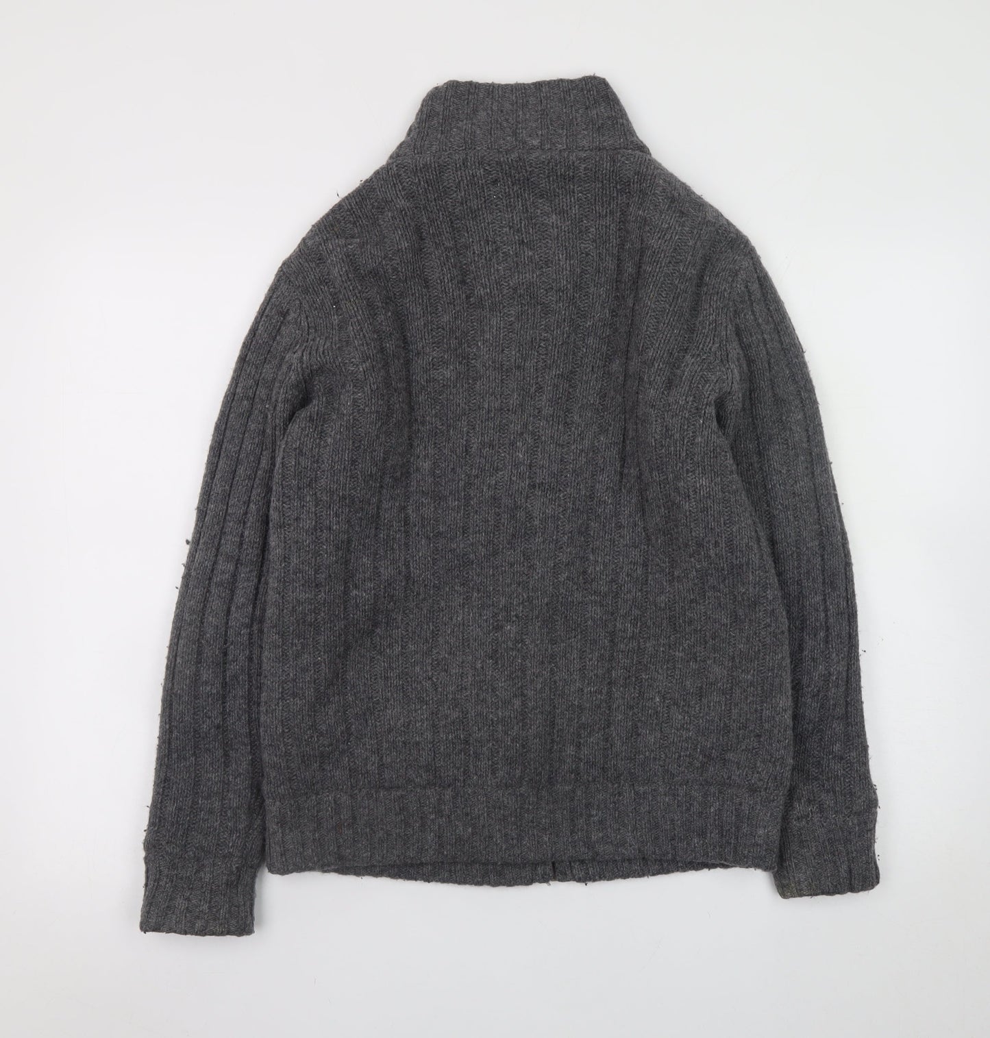 Next Men’s Grey Wool Blend Cable Knit Full Zip Jumper Size S