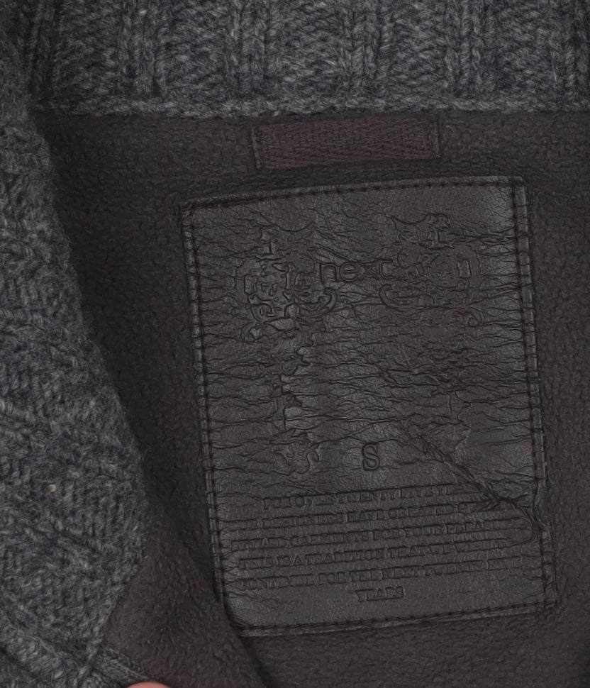Next Men’s Grey Wool Blend Cable Knit Full Zip Jumper Size S
