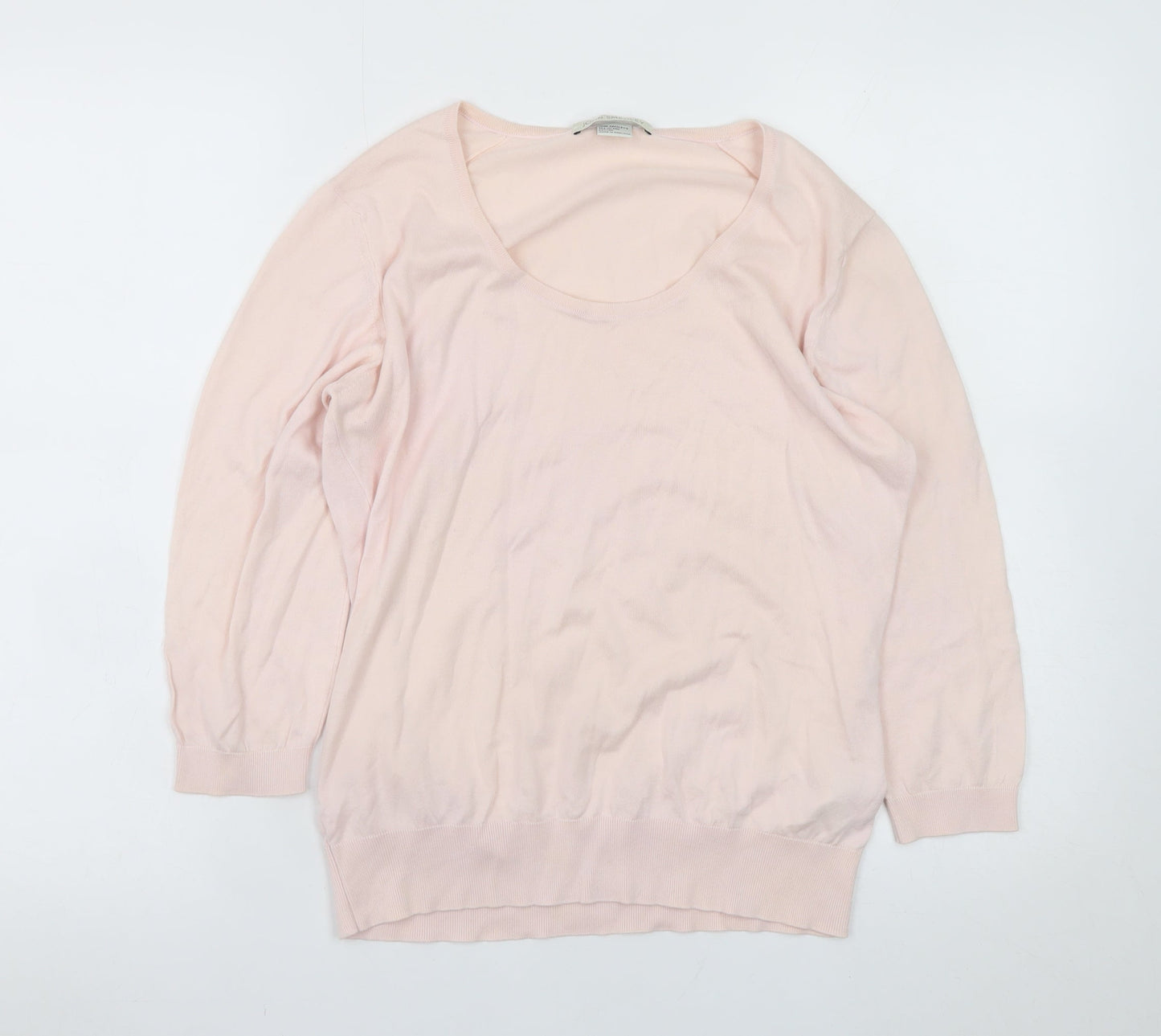 John Smedley Women Pink Cotton Scoop Neck Jumper L