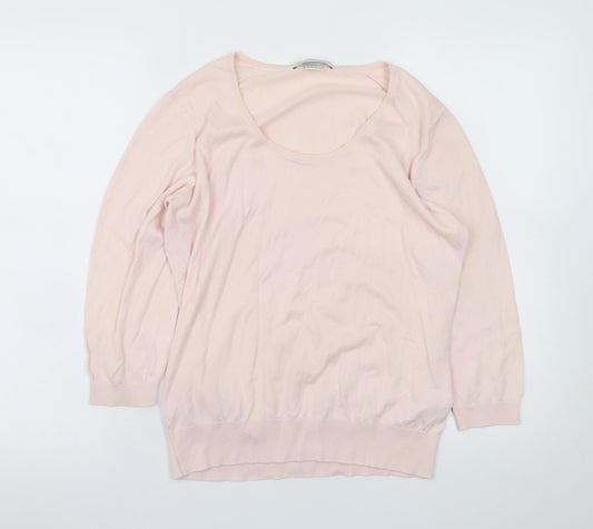 John Smedley Women Pink Cotton Scoop Neck Jumper L