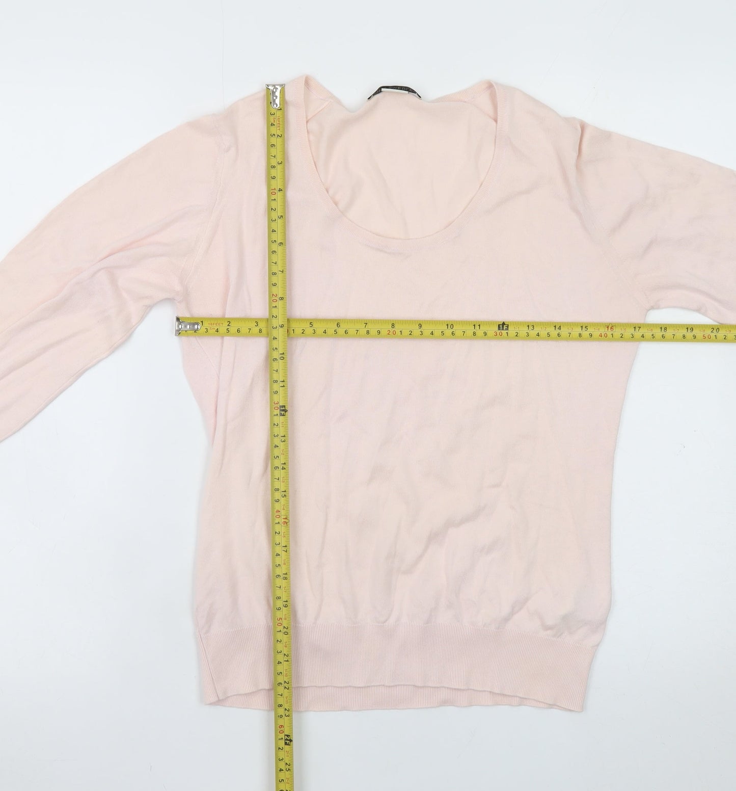 John Smedley Women Pink Cotton Scoop Neck Jumper L