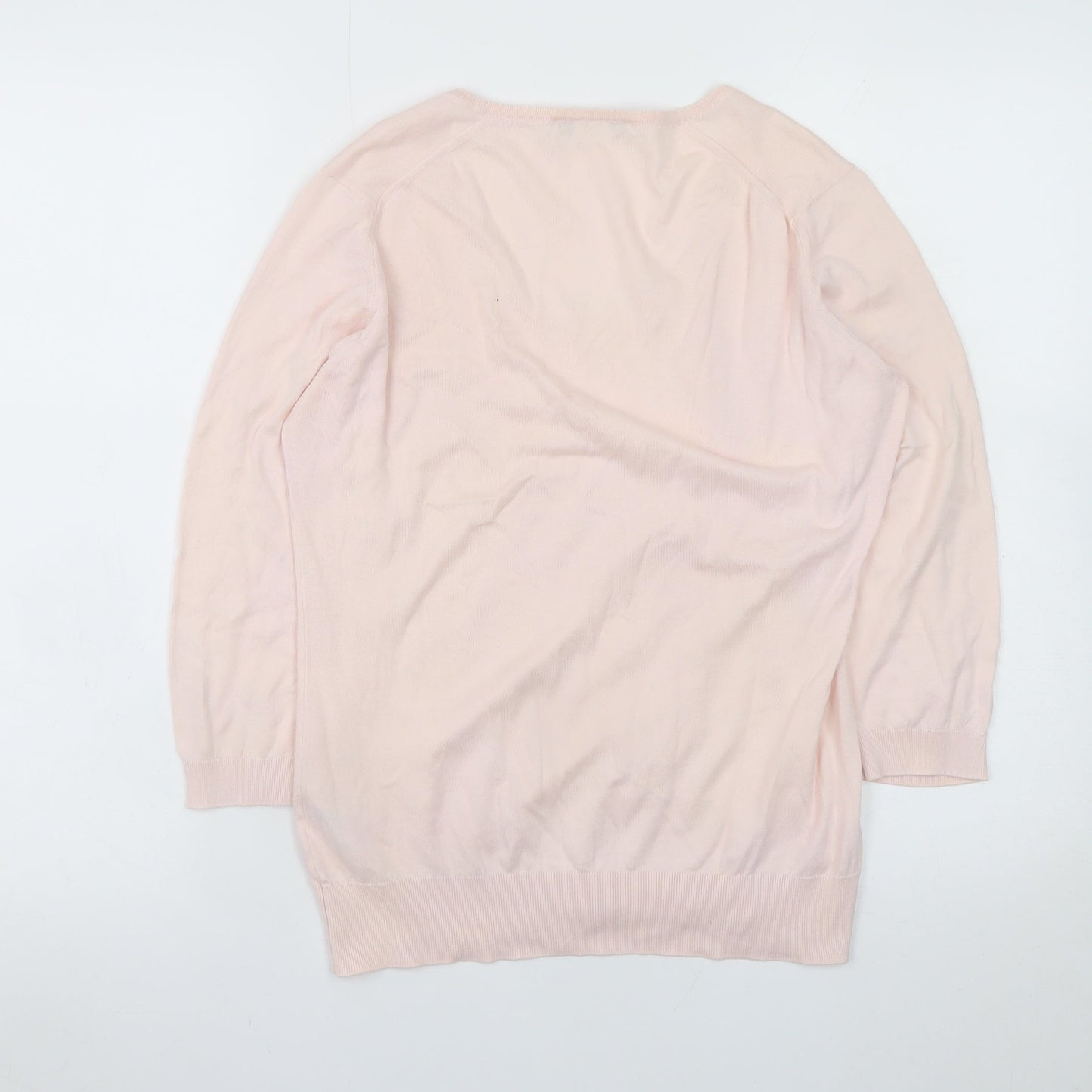 John Smedley Women Pink Cotton Scoop Neck Jumper L