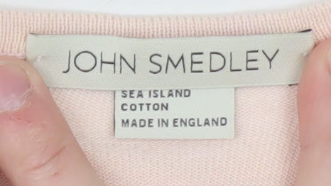 John Smedley Women Pink Cotton Scoop Neck Jumper L