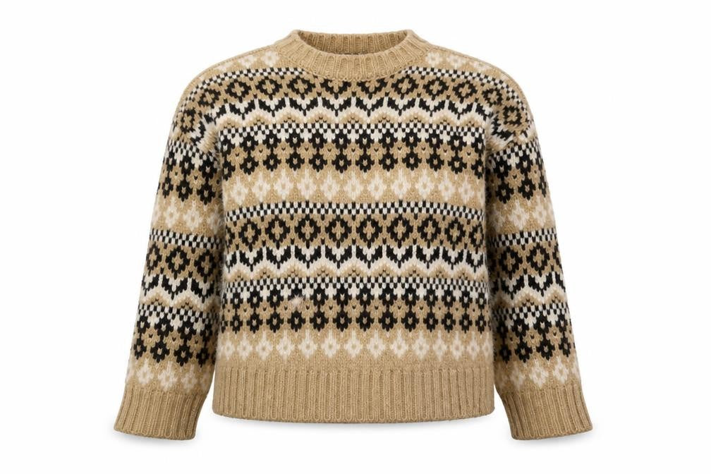 Marks & Spencer Women's Beige Fair Isle Knit Jumper Small