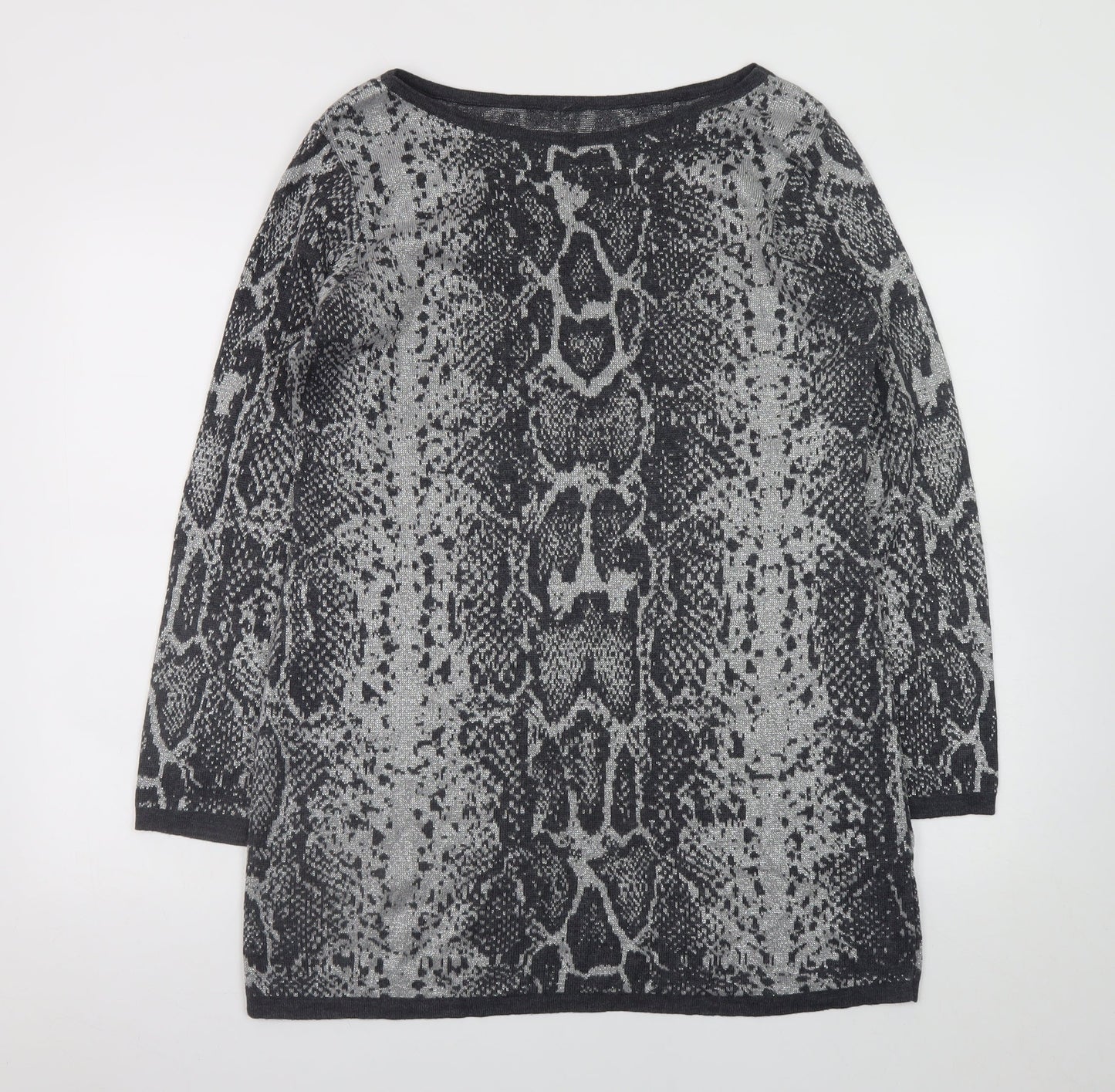 Next Women Grey Snake Print Knit Shift Dress Size 16