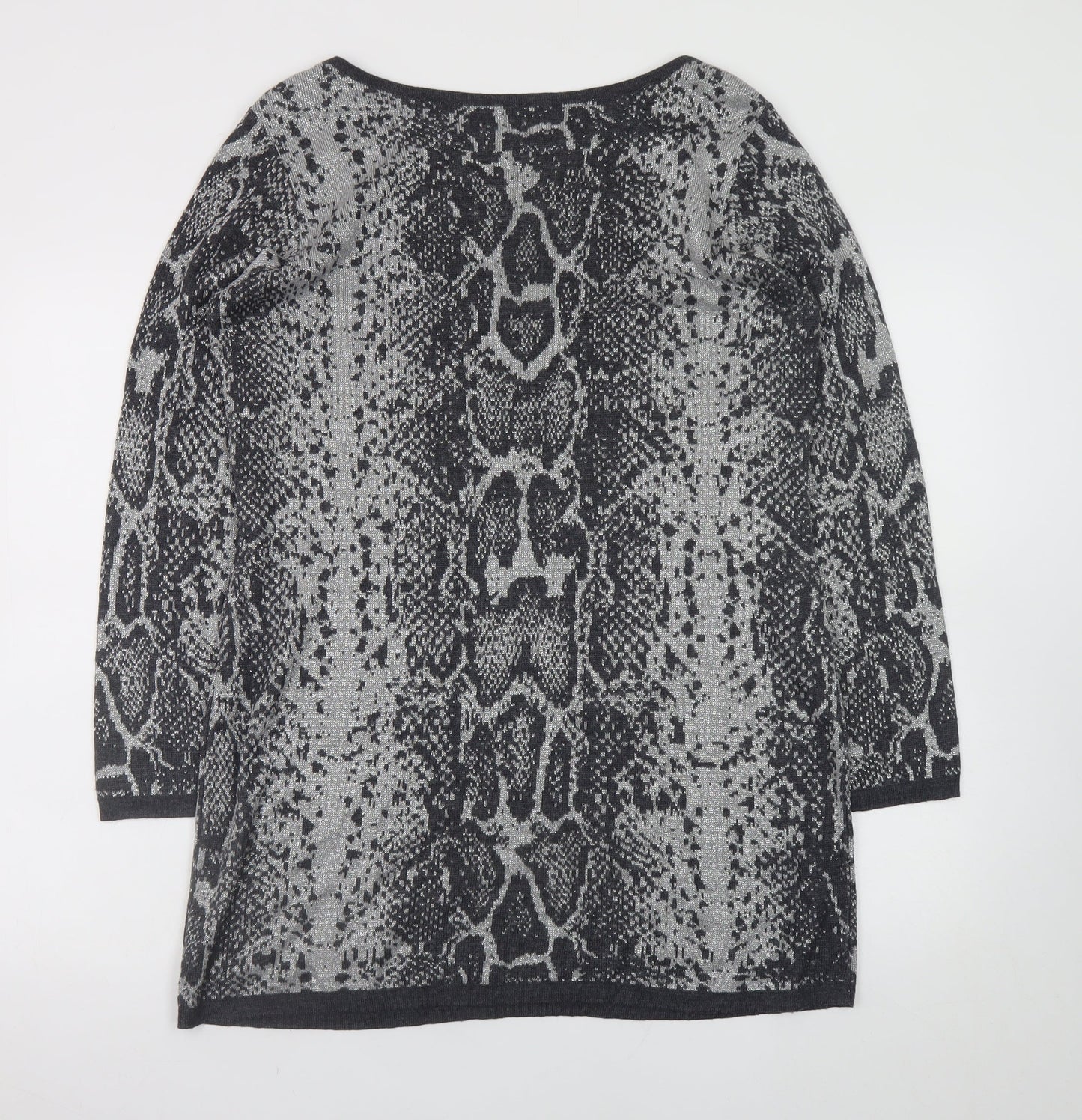 Next Women Grey Snake Print Knit Shift Dress Size 16