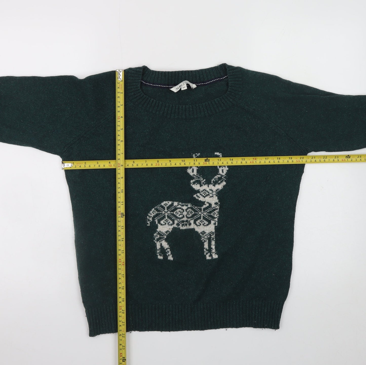 Fat Face Women's Green Wool Blend Animal Jumper Size 14