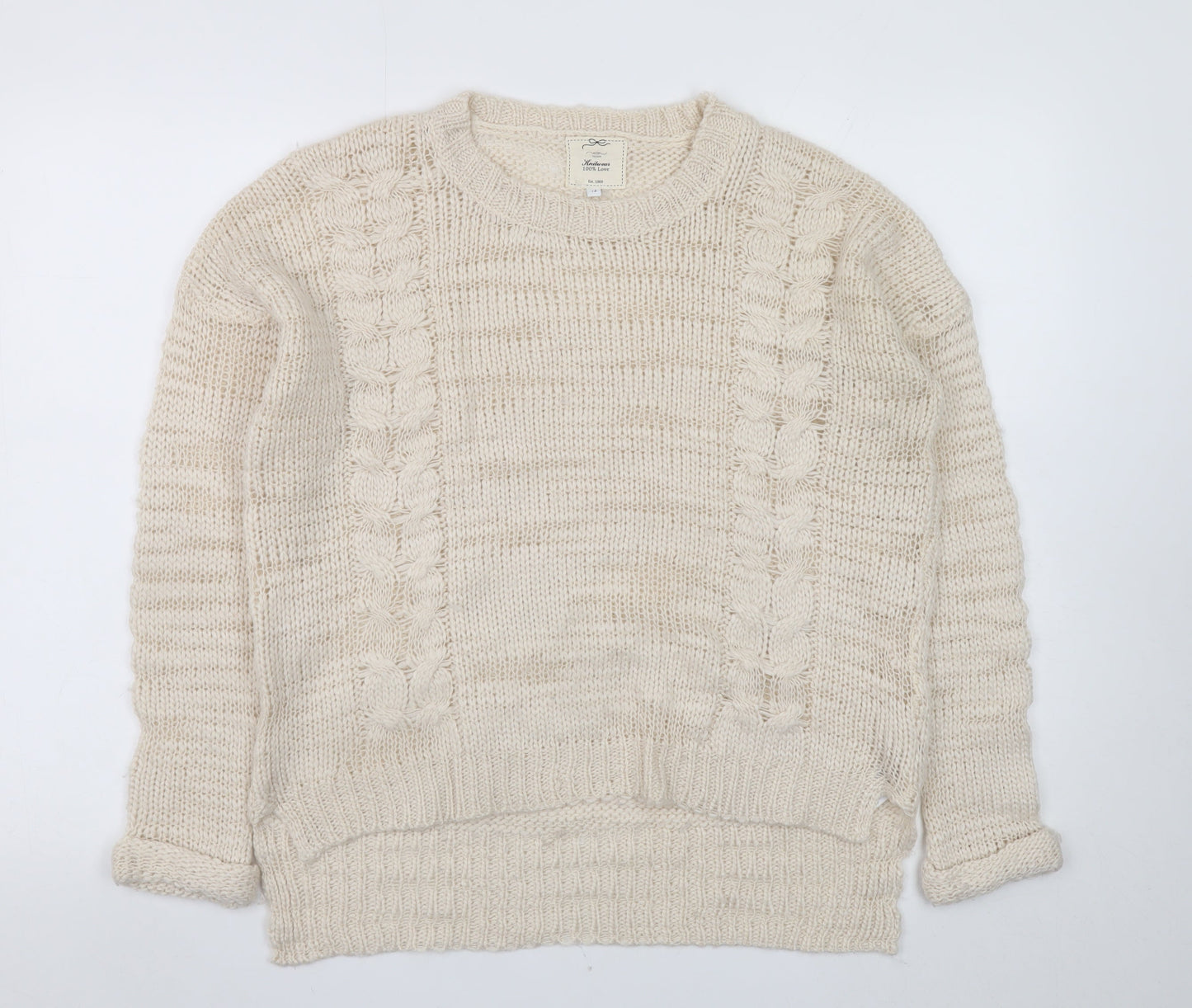 New Look Women Beige Cable-Knit Jumper Size 12