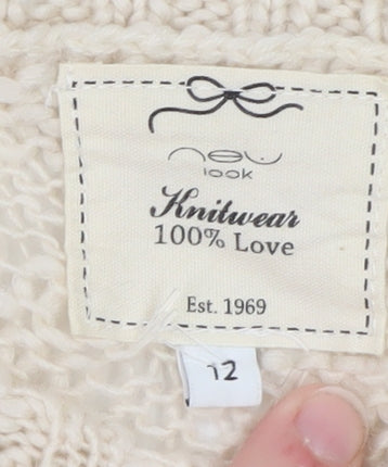 New Look Women Beige Cable-Knit Jumper Size 12