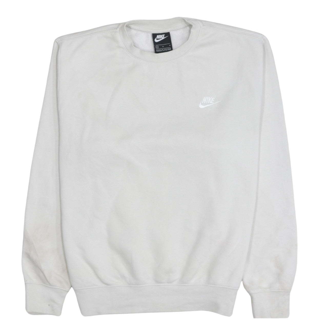 Nike Men's White Embroidered Logo Pullover Sweatshirt Size M