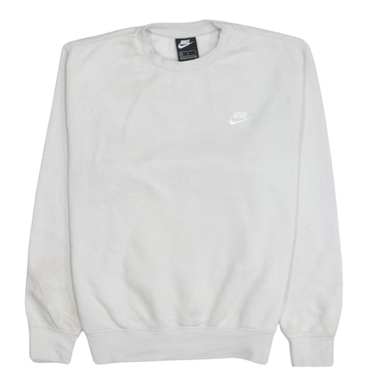 Nike Men's White Embroidered Logo Pullover Sweatshirt Size M