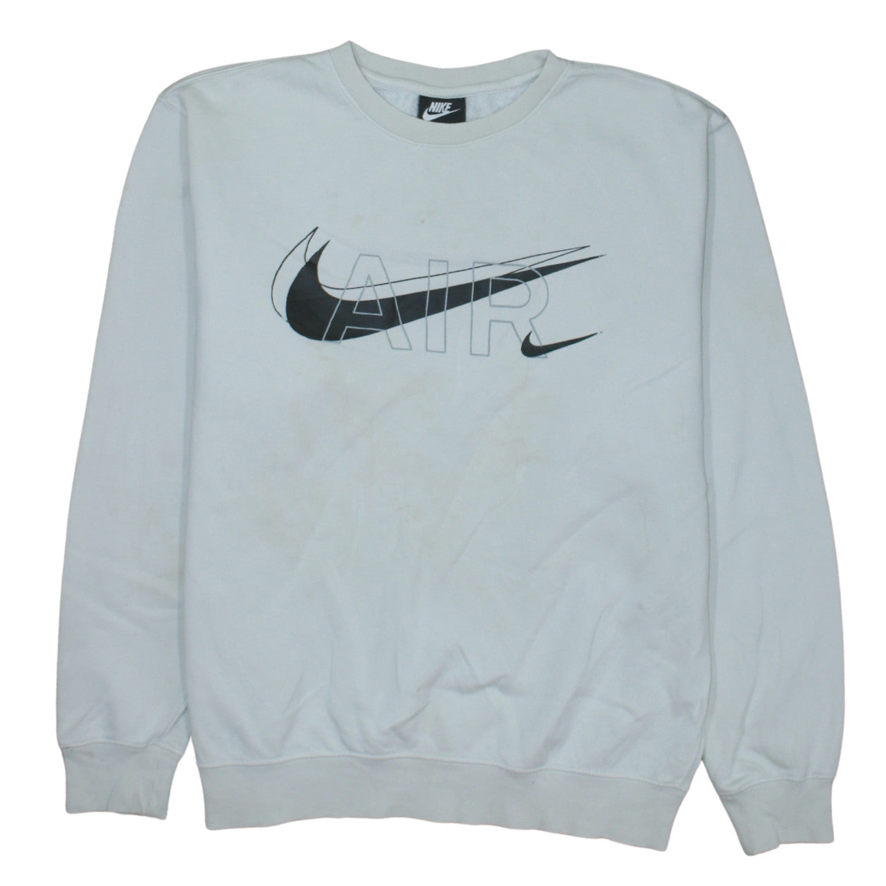 Nike Men White Air Logo Crew Neck Sweatshirt Size M