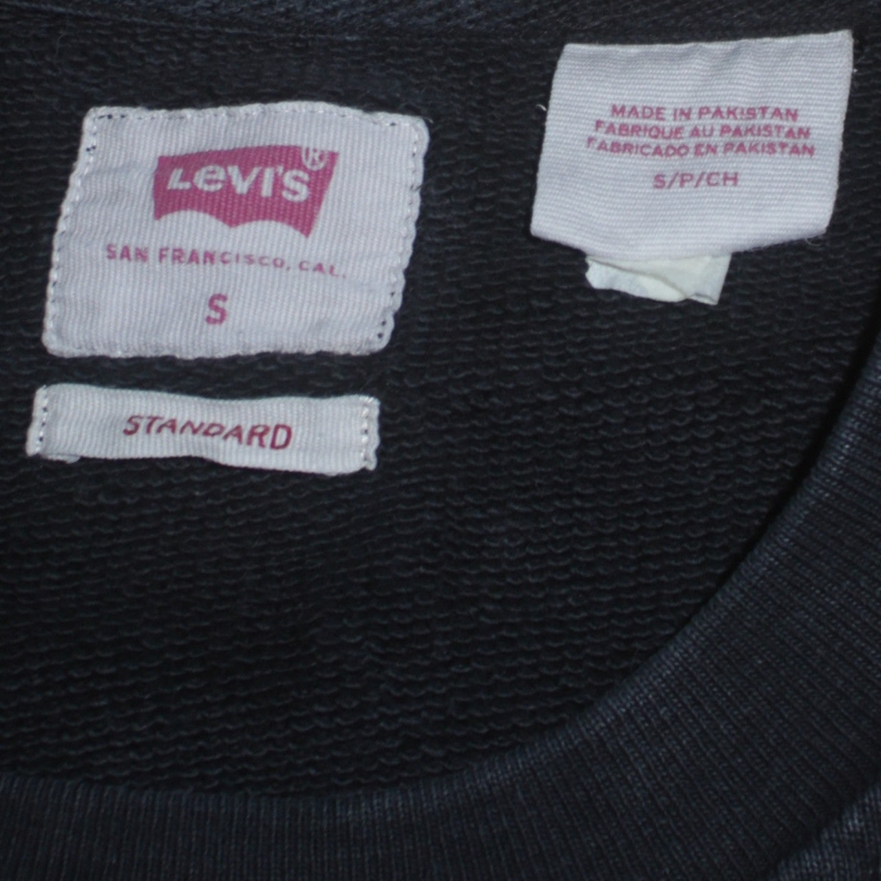 Levi's Men's Black Crew Neck Standard Fit Cotton Sweatshirt Size S