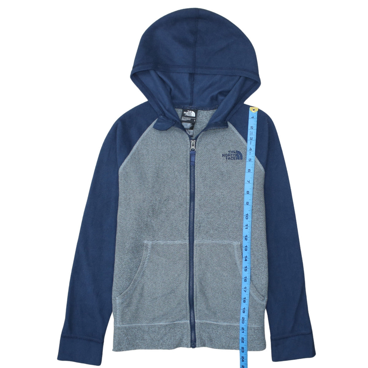 The North Face Boys Blue Full Zip Hoodie Fleece Size Large