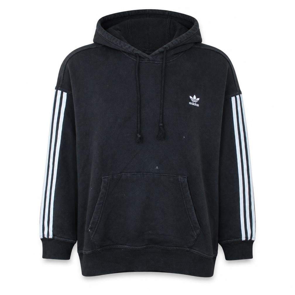 Adidas Women Black 3XL Pullover Hoodie with White Stripes