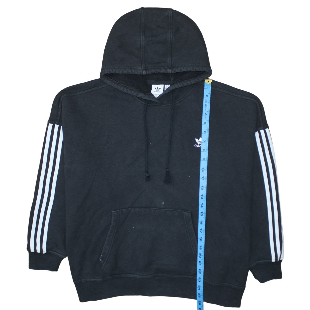 Adidas Women Black 3XL Pullover Hoodie with White Stripes
