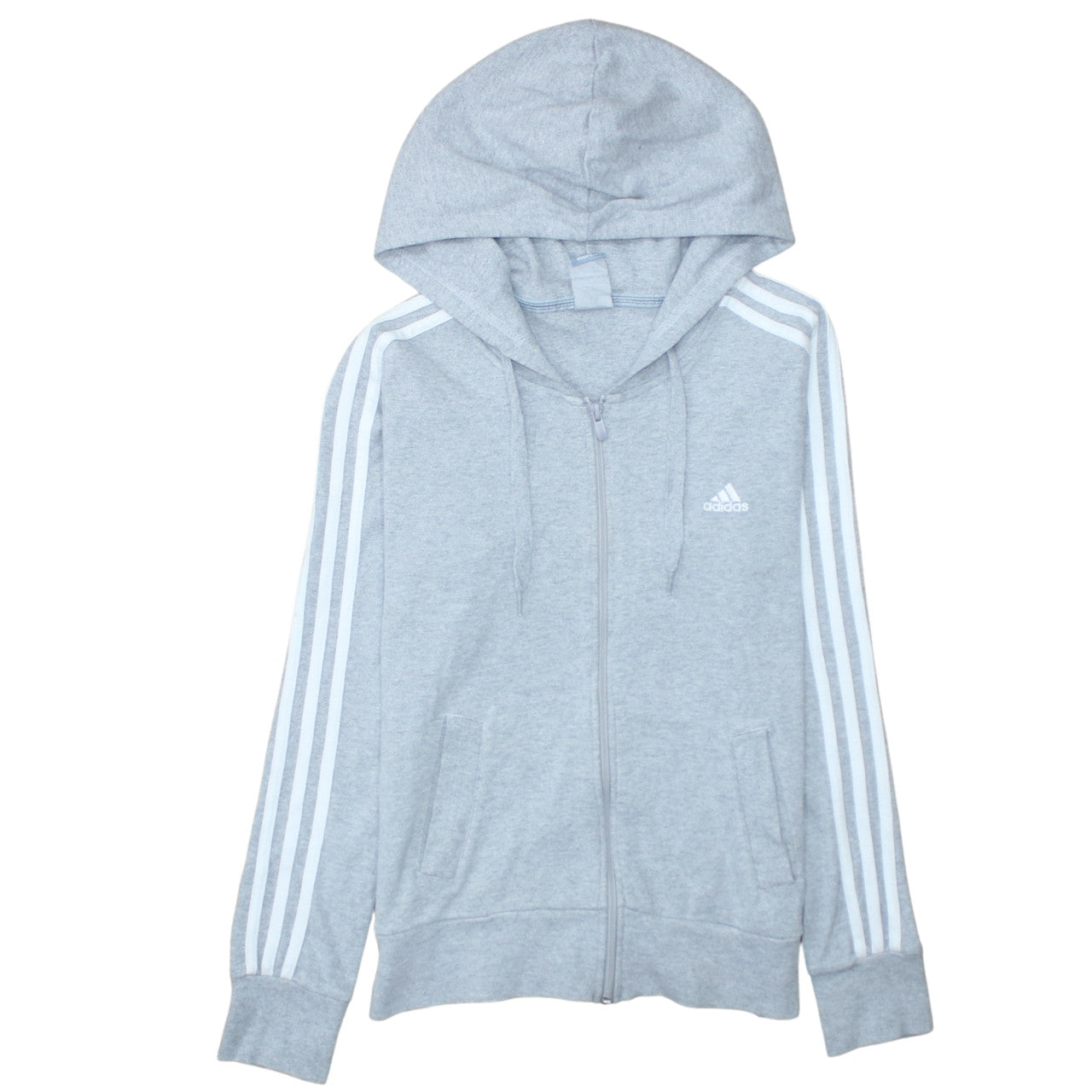 Adidas Women’s Grey Full Zip Hoodie Size 12 Lined Hooded Sweatshirt