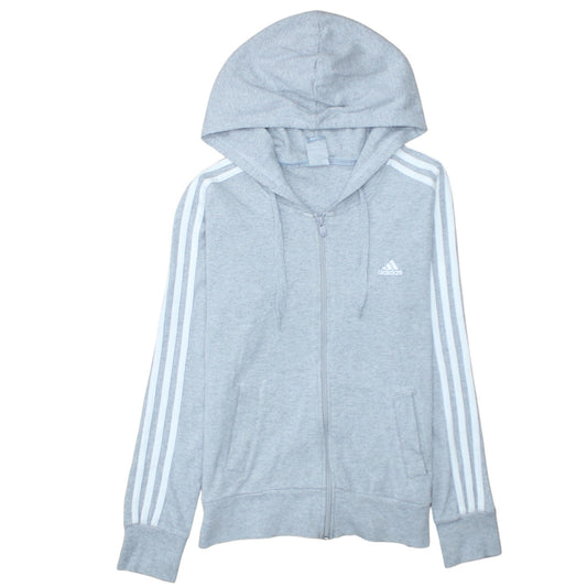 Adidas Women’s Grey Full Zip Hoodie Size 12 Lined Hooded Sweatshirt