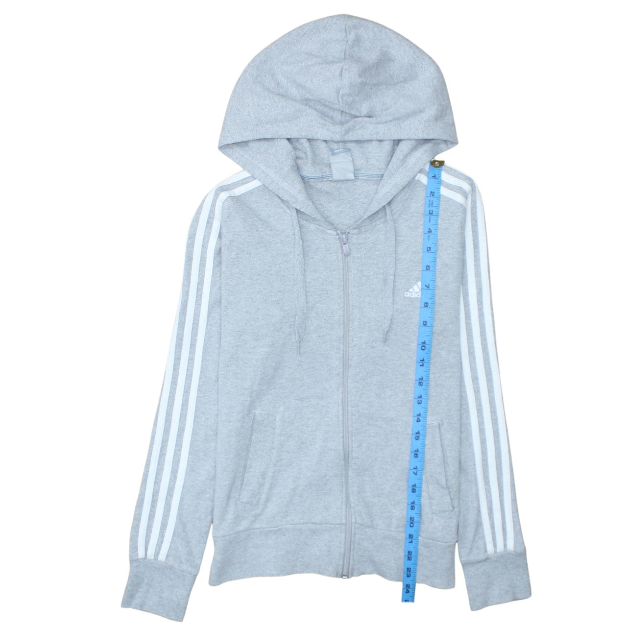 Adidas Women’s Grey Full Zip Hoodie Size 12 Lined Hooded Sweatshirt