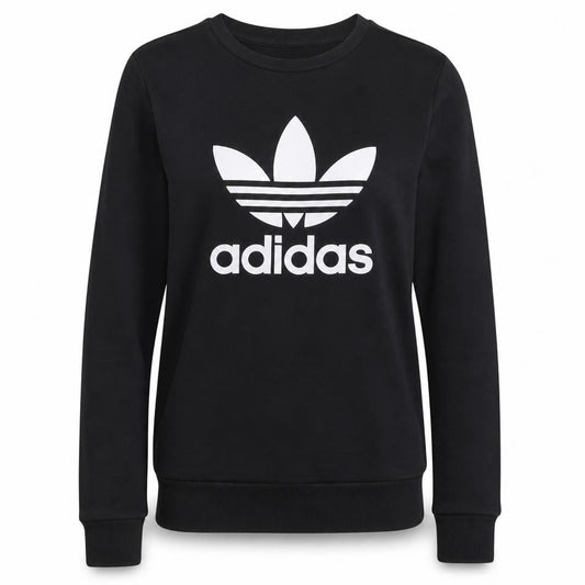 Adidas Womens Black Crew Neck Pullover Sweatshirt Size 8