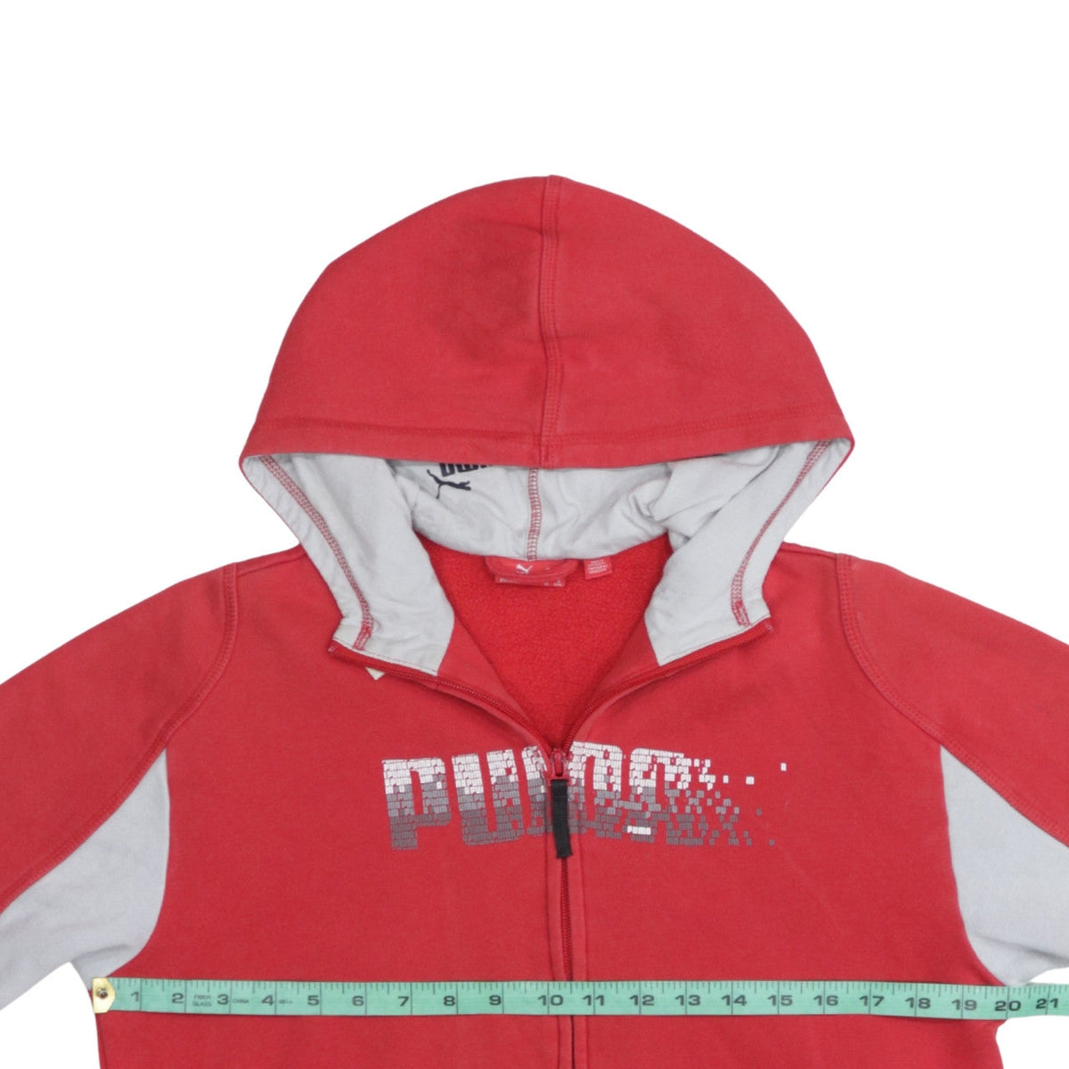 Puma Boys Red Full Zip Fleece Hoodie Size 32/34 with Logo Design
