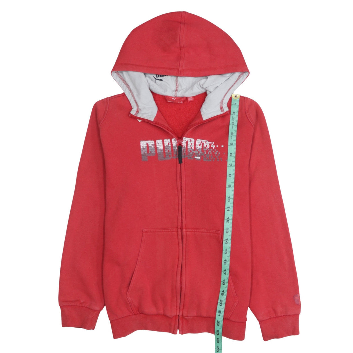 Puma Boys Red Full Zip Fleece Hoodie Size 32/34 with Logo Design