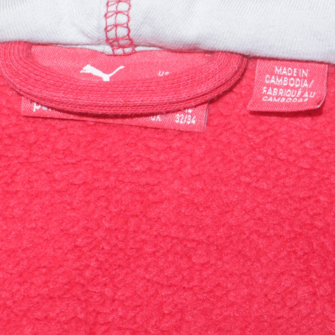 Puma Boys Red Full Zip Fleece Hoodie Size 32/34 with Logo Design