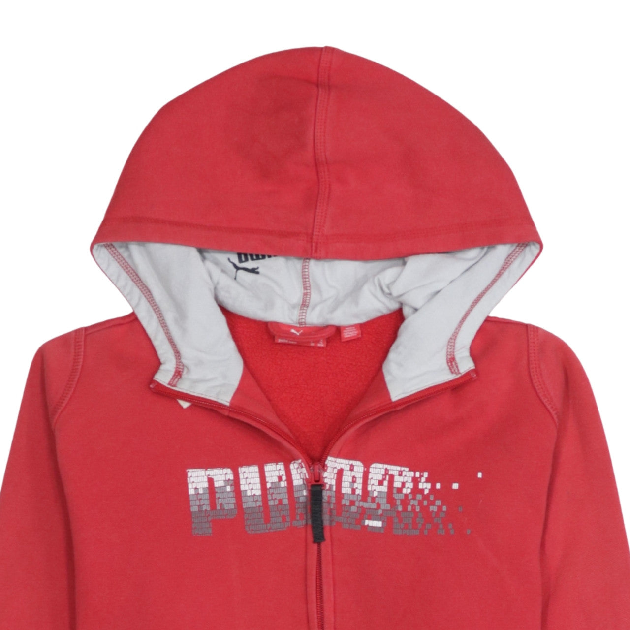 Puma Boys Red Full Zip Fleece Hoodie Size 32/34 with Logo Design