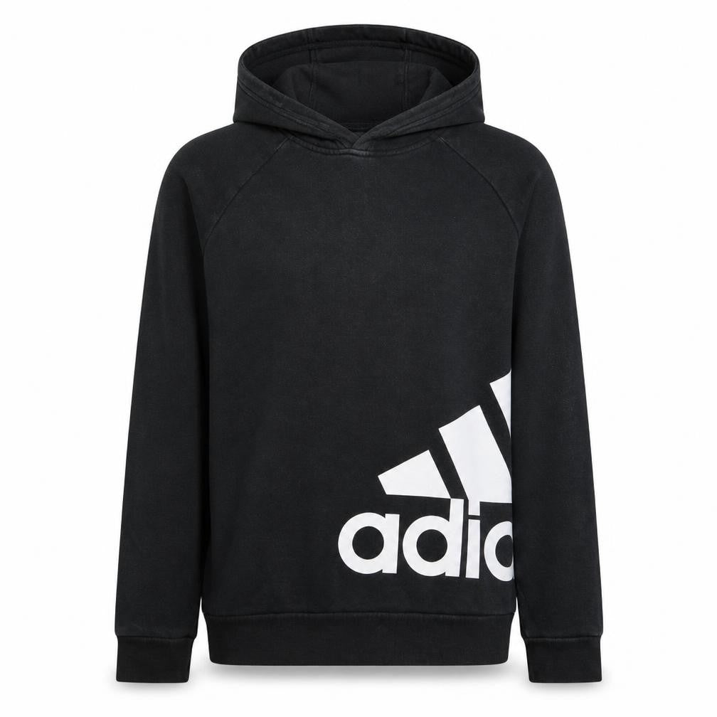 Adidas Boys Black Pullover Hoodie 15-16 Years Fleece Logo Sweatshirt