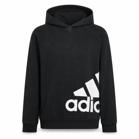 Adidas Boys Black Pullover Hoodie 15-16 Years Fleece Logo Sweatshirt