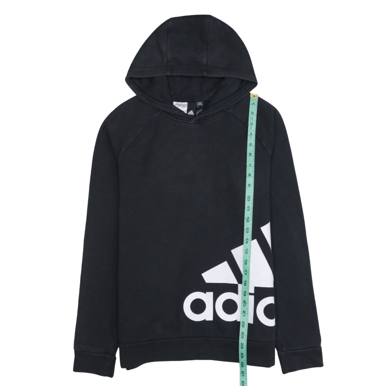 Adidas Boys Black Pullover Hoodie 15-16 Years Fleece Logo Sweatshirt