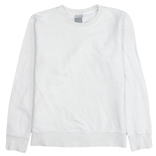 Nike Women White L Sweatshirt Classic Crew Neck Pullover