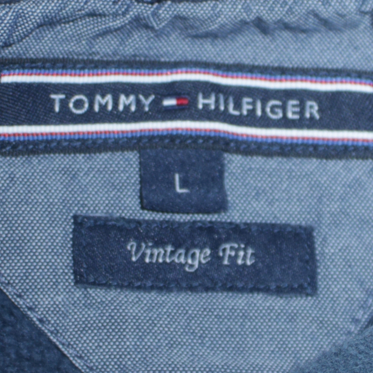 Tommy Hilfiger Men's Blue Pullover Hoodie L Vintage Fit Logo