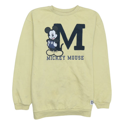 Front view of Disney at Primark girls’ yellow mickey mouse pullover sweatshirt 12-13 years