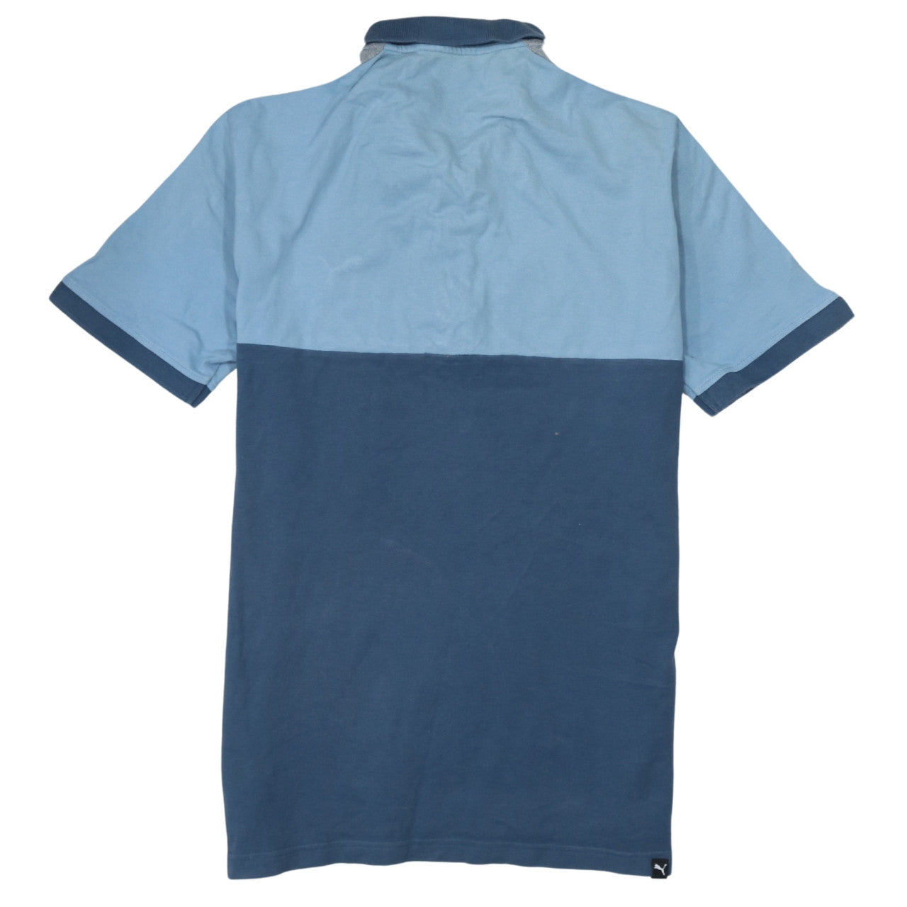 Puma Mens Blue Colourblock Polo Shirt Size M Short Sleeve Cotton