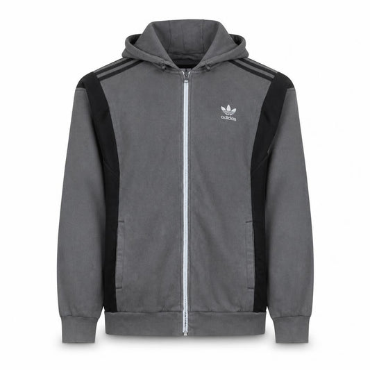 Adidas Men's Grey Full Zip Hoodie Size M Sports Fleece Sweatshirt