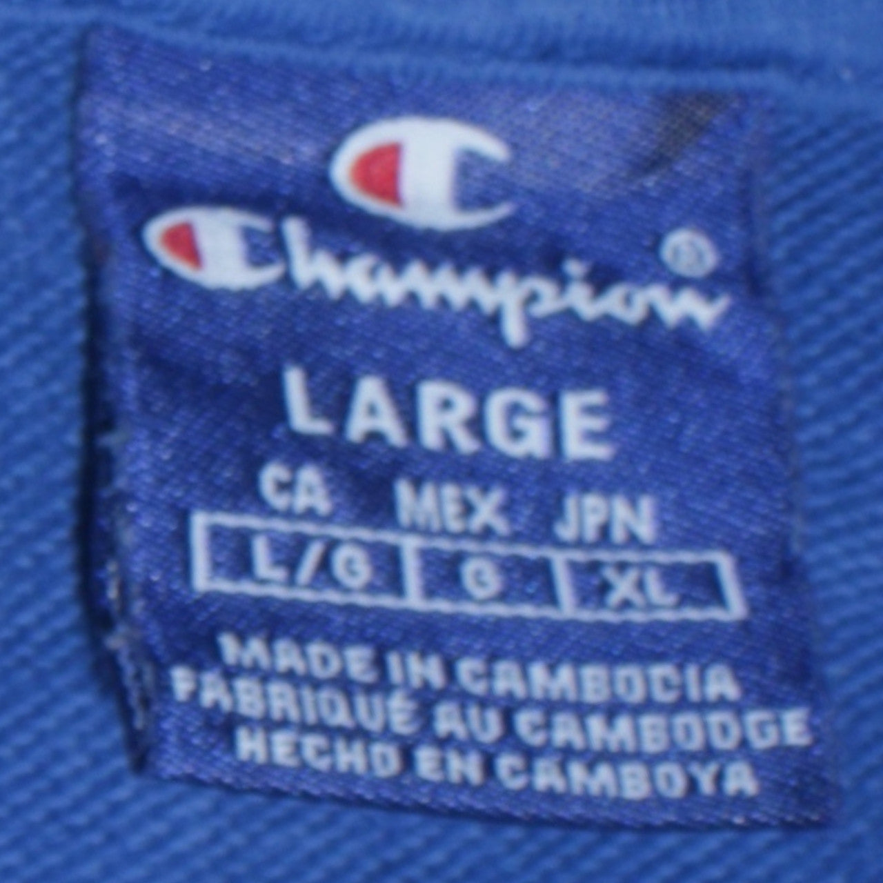 Champion Men Blue Pullover Hoodie Large Logo Cotton Sweatshirt