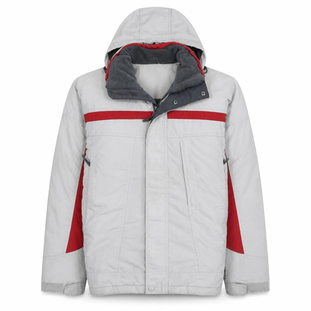 Columbia Men's Grey Red Hooded Parka Winter Jacket Size M
