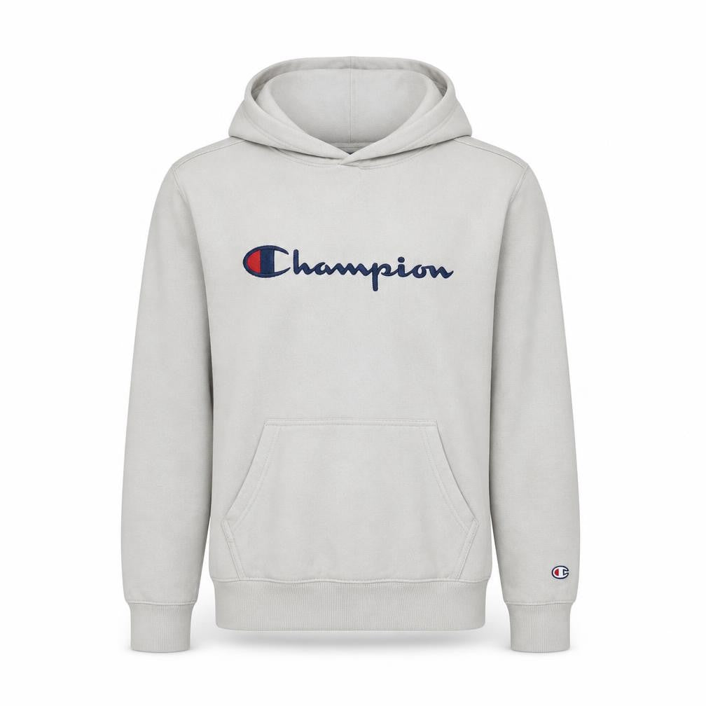 Champion Men's Beige Small Pullover Hoodie Logo Sweatshirt